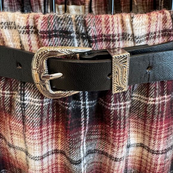 Eden & Olivia Red Plaid Flannel Belted Maxi Skirt NEW Medium - Picture 6 of 11